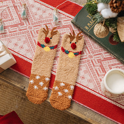 Soft Coral Fleece Warm Ball Pack Christmas Socks