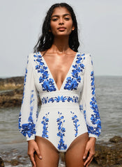 Monte Coast Swimsuit Long Skirt Set - Blue