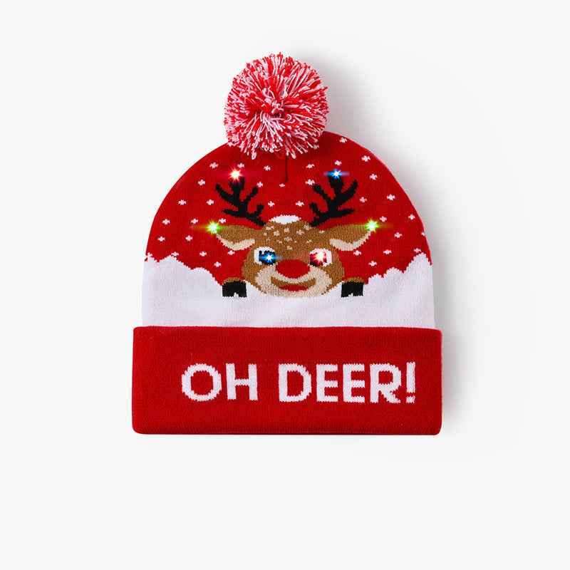LED Reindeer Knit Christmas Hat