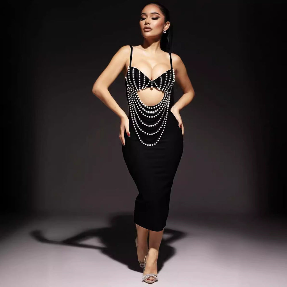 Stylish Black & White Lace Party Dress Prom Dress promdress-250223