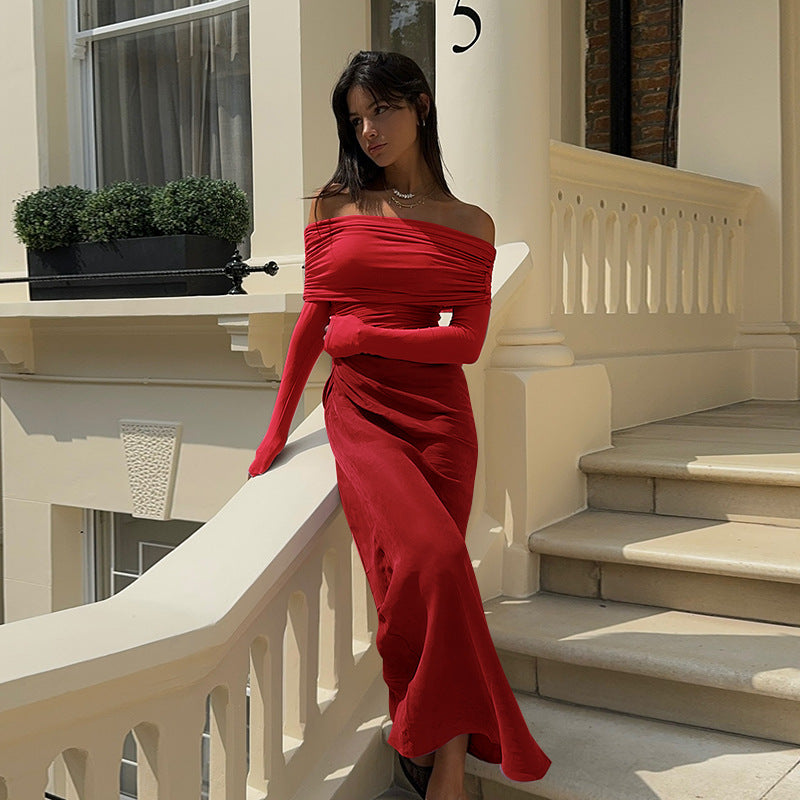 Alisha Off-Shoulder Dress - Red