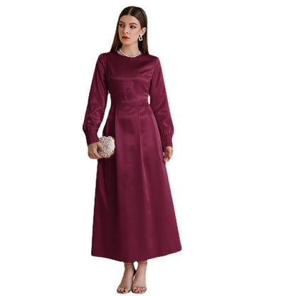Ladies Casual High Waist Maxi Dress Light Purple Coat Maxi Dress