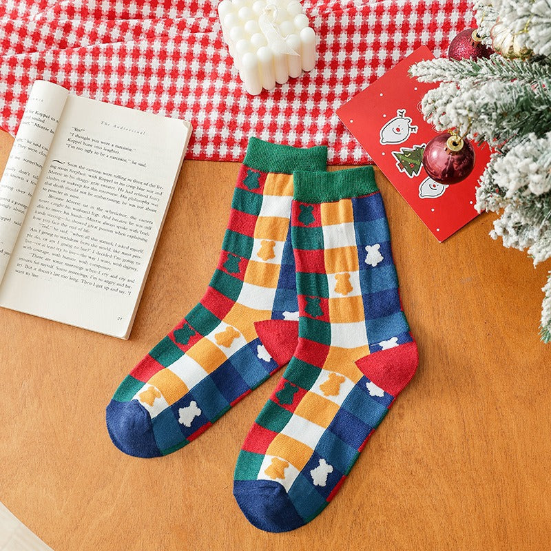 Cotton Mid-Calf Gift Boxed Couples Christmas Socks