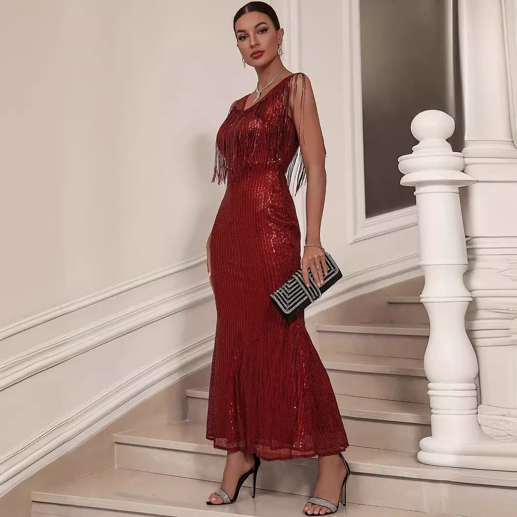 Sequined Tassel Dress Dress