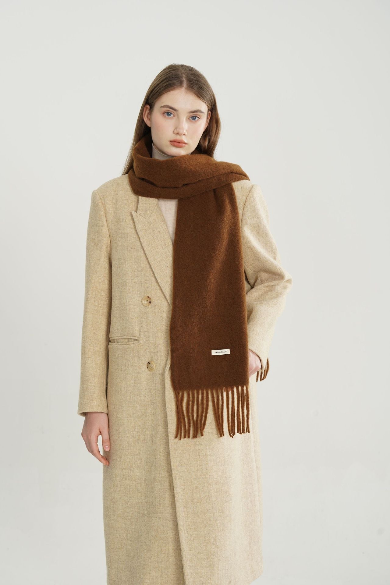 Woven Fringe Wool Blend Christmas Scarf