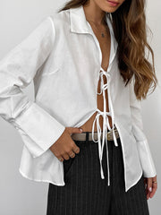 Siren Tie-Up Top - White