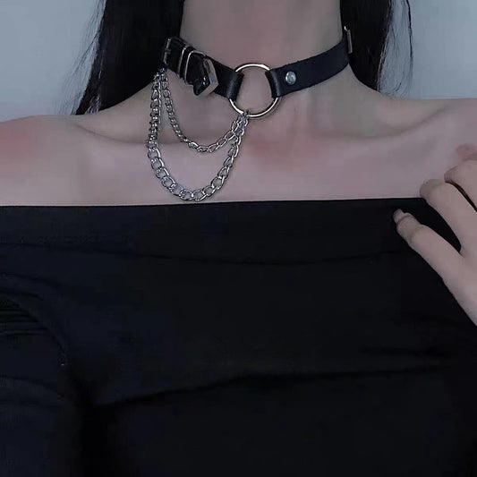 Punk Choker Irregular PU Gothic Leather Necklace