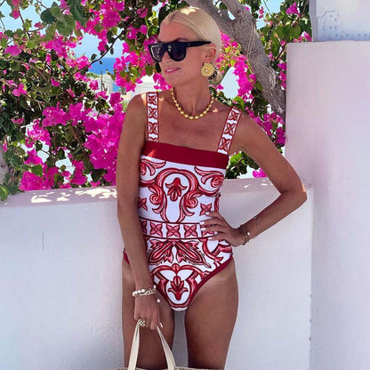 Seaside Rouge Swimsuit Set - Red