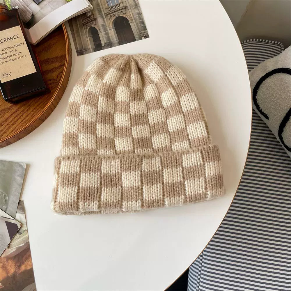 Checkered Knit Christmas Hat