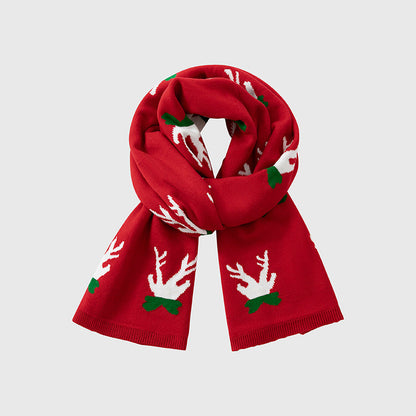 Textured Ribbed Knit Christmas Scarf