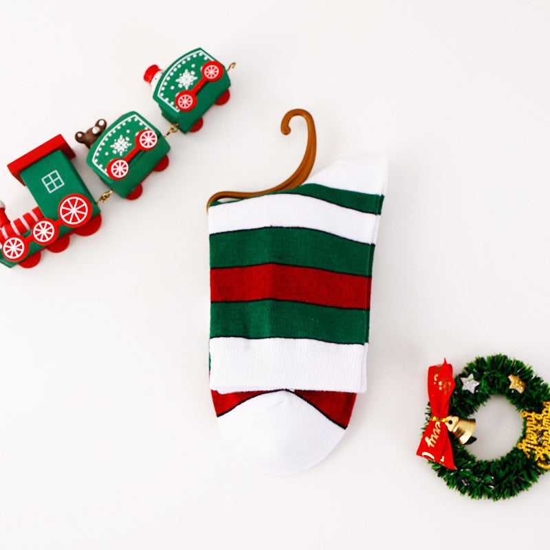 Cute Christmas Stripe Mid Calf Christmas Socks