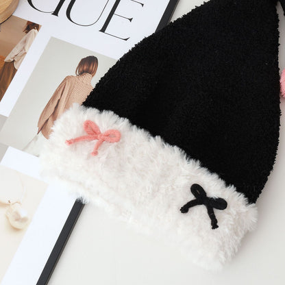 Velvet Bow Knit Christmas Hat