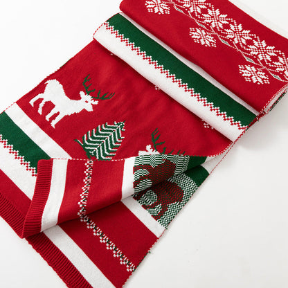 Textured Ribbed Knit Christmas Scarf