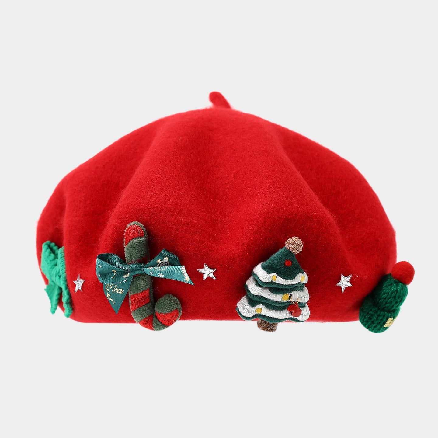 Wool Bow Beret Christmas Hat