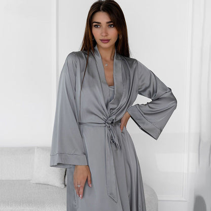 Loose Casual Nightgown Nightdress Two Piece Set Simple Comfortable High End Home Wear