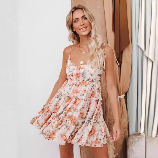 Suspender Simple Printed Chiffon