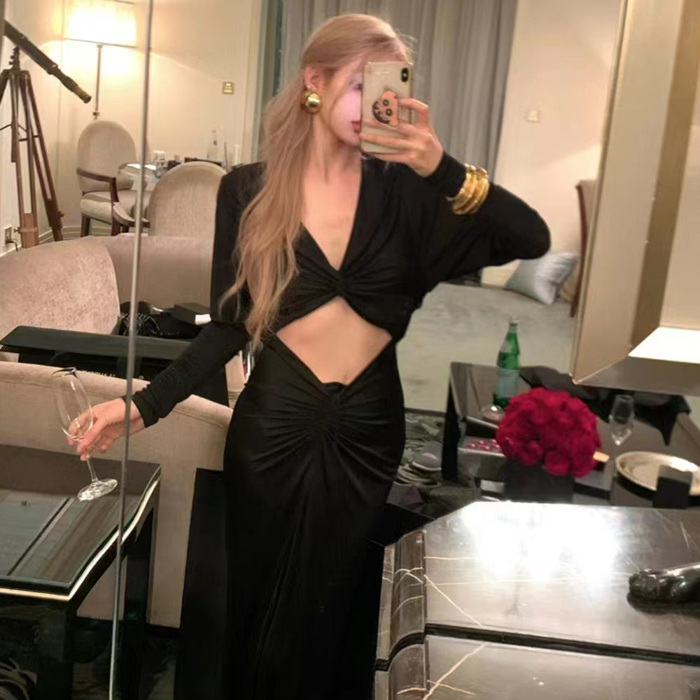 Long Sleeved Twisted Cropped Dress Dress Winter