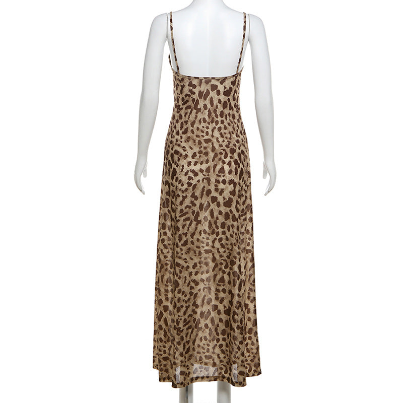 Leopard Aura Midi Dress - Brown