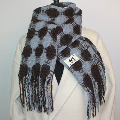Reversible Polka Dot Fringe Christmas Scarf