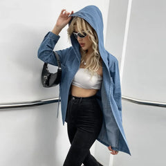 Hooded 2024 Autumn Winter Lapel Loose Open Front Chic Stylish Elegant Fashionable Versatile Short