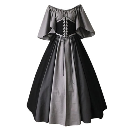 JuliaFashion - Palace Medieval Costume Christmas Vintage Victoria Lace Up Vintage Carnival Party Long Robe Cosplay Fancy Clothing Dress