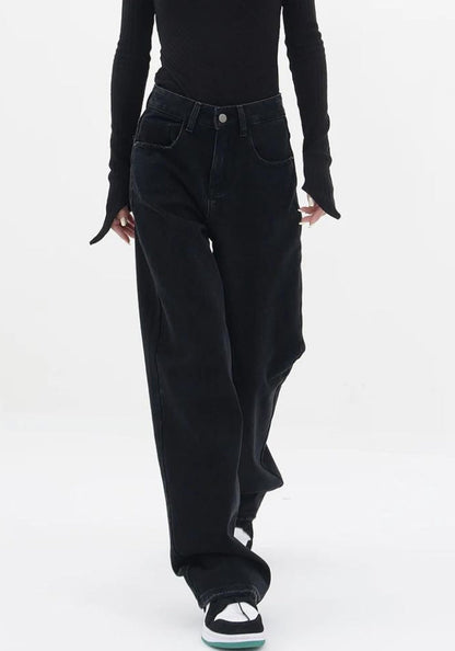 Patch Pocket Straight Leg Denim Jeans