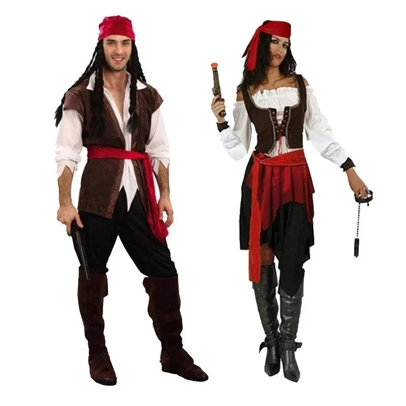 Pirates Caribbean Captain Jack Sparrow Cosplay Carnival Halloween Attire