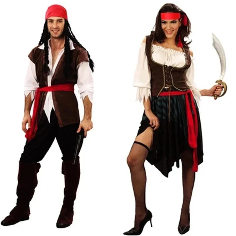 Pirates Caribbean Captain Jack Sparrow Cosplay Carnival Halloween Attire