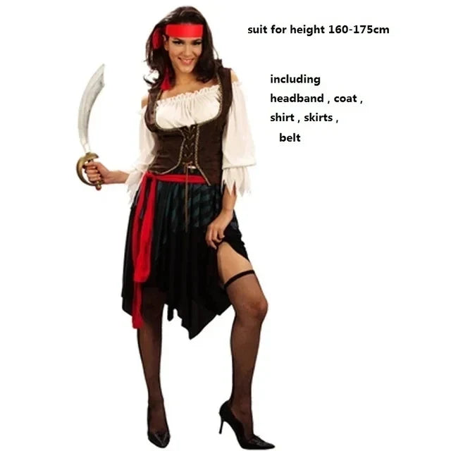 Pirates Caribbean Captain Jack Sparrow Cosplay Carnival Halloween Attire