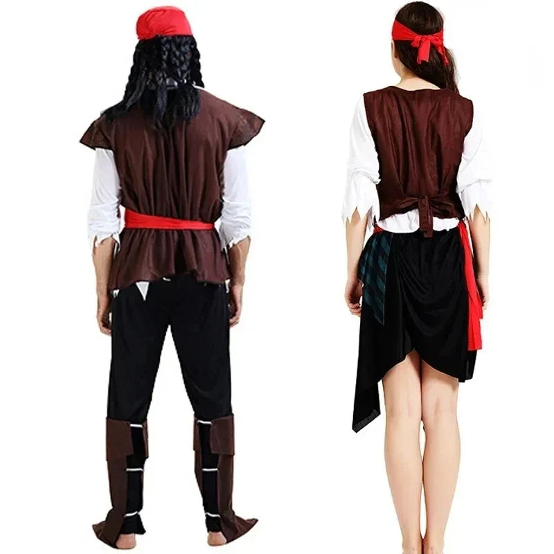 Pirates Caribbean Captain Jack Sparrow Cosplay Carnival Halloween Attire