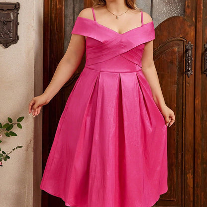 Plus Size Plump Girls Cross Swing Vacation Dress
