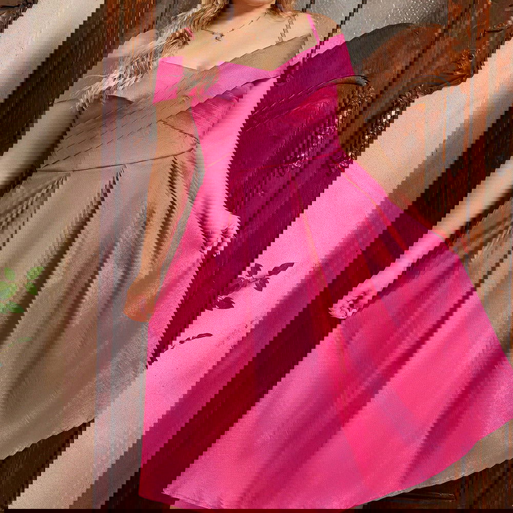 Plus Size Plump Girls Cross Swing Vacation Dress