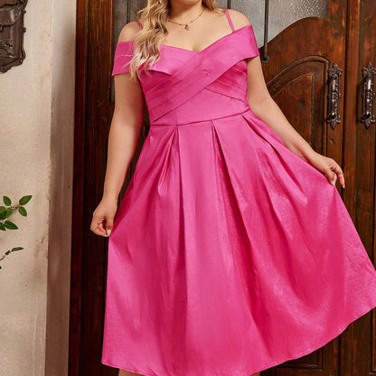 Plus Size Plump Girls Cross Swing Vacation Dress