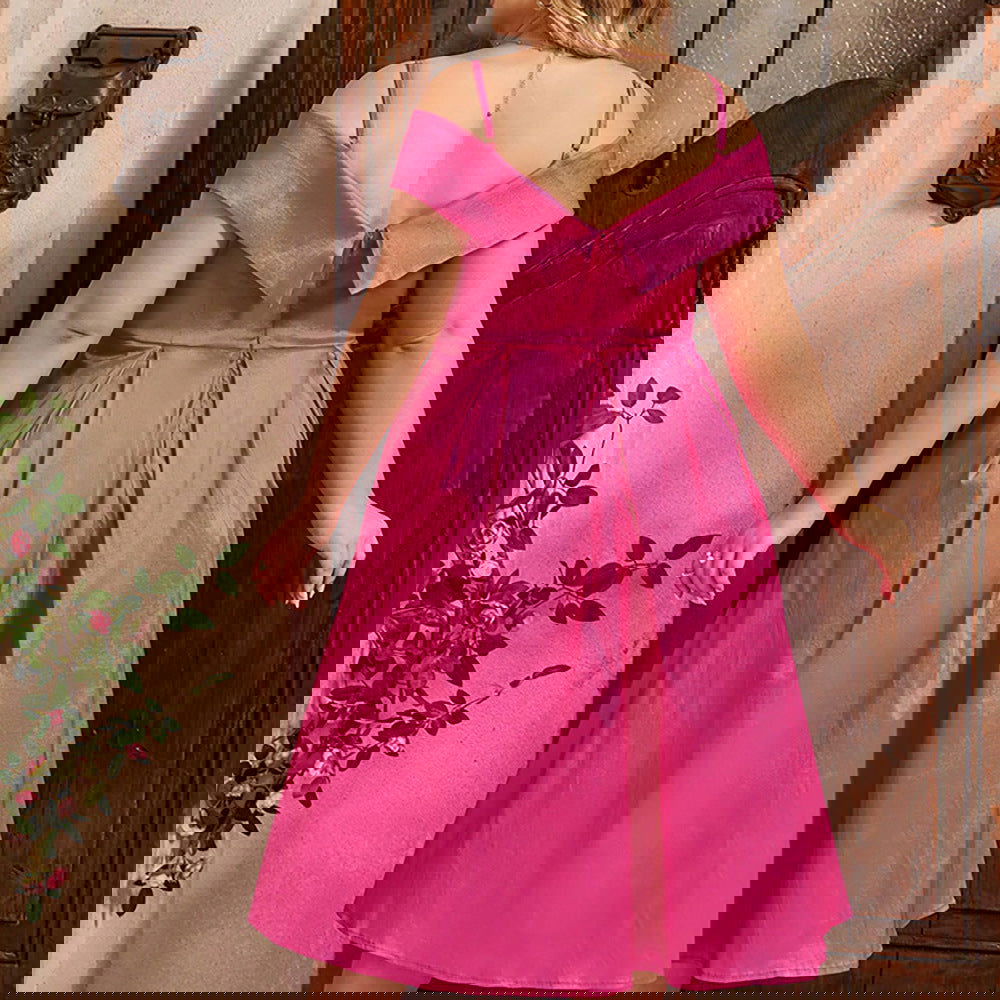 Plus Size Plump Girls Cross Swing Vacation Dress