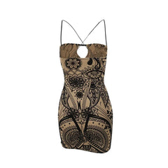 Print Backless Summer Fashion Outfits Cut Out Sleeveless Bodycon Party Floral Dress