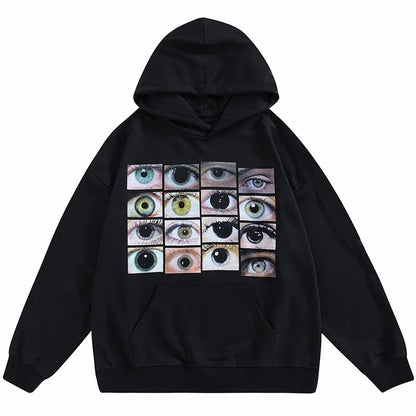 Printcess Autumn Winter New Style Trend Y2K Eye Print Hooded Hoody