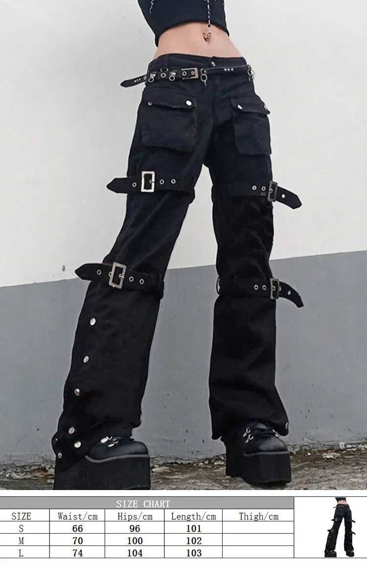 Punk Bandage Denim Alt Halloween Dark Pants