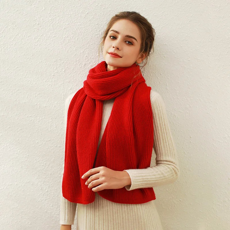 Cashmere Scarf For Women - Thick And Warm Winter Flame Red / L170Cm W30Cm Scarfs-L