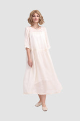 Ramona Dress In Ramie Fabric Off-White / M Midi Dresses
