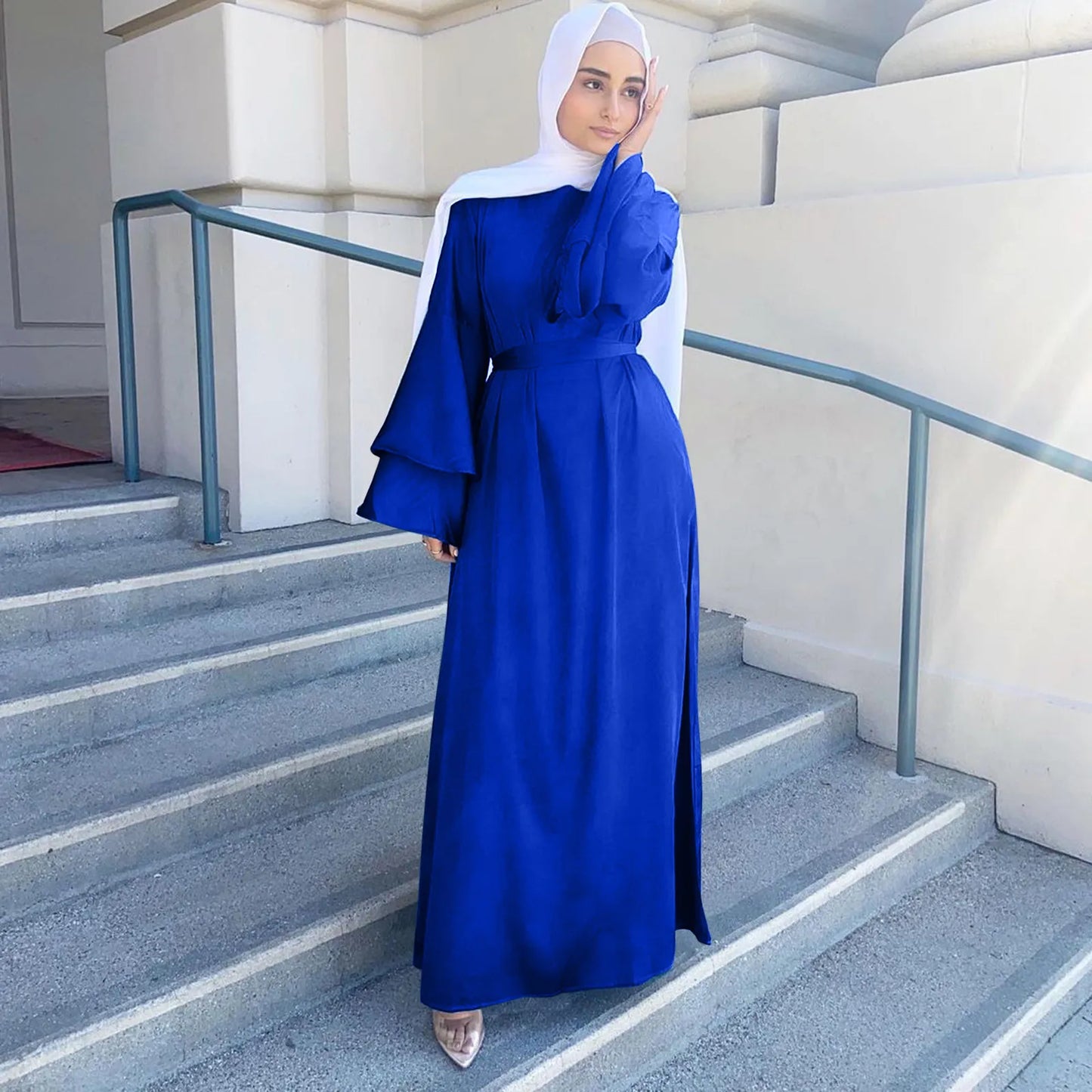 JuliaFashion - Ramadan Eid Dubai Abaya Turkey Muslim Women Silk Smooth Hijab Musulmane Kaftan Robe Islamic Clothing Abayas Djellaba 2024 Dress