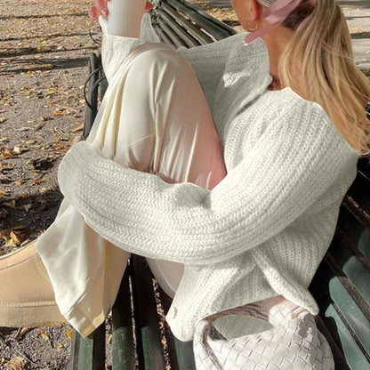 Warm Chunky Knit Long Sleeve Red Cardigan Beige-1 / S Cardigan-241208