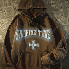 Dark Wind Skull Print Casual Hoodie