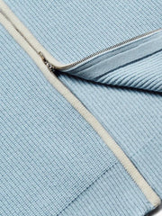 Ribbed Double Zip-Up Cardigan