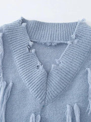 Ripped Tasseled Sweater Vest