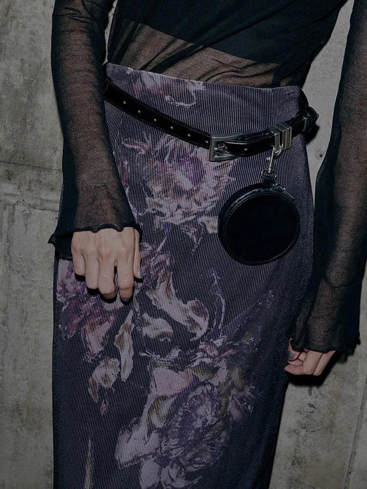Vintage Floral Print Aesthetic High Waist Skirt skirt-250126
