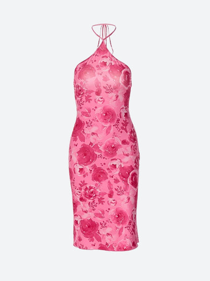 Rose Halter Neck Midi Dress