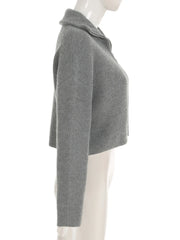 Casual Solid Zipper Knitted Cardigans Slim Turn-Down Collar Long Sleeve Sweater Coats Women Autumn Winter Fashion