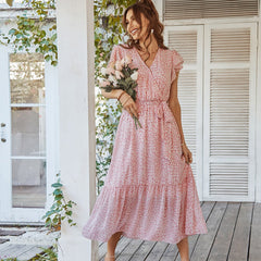 Pink Boho Resort Trendy Ladies Maxi Dress / S