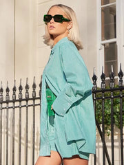 Drawstring Short Pants Sets 2024 New Summer Long Sleeve Pocket Irregular Blouse+Shorts Outfits Streetwear Casual Two-piece Set