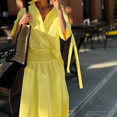 Solid Pocket Blouse Two-piece Set Women Single Breasted Short Sleeve Blouse+Elastic Waist Long Skirts Elegant Casual Skirts Sets